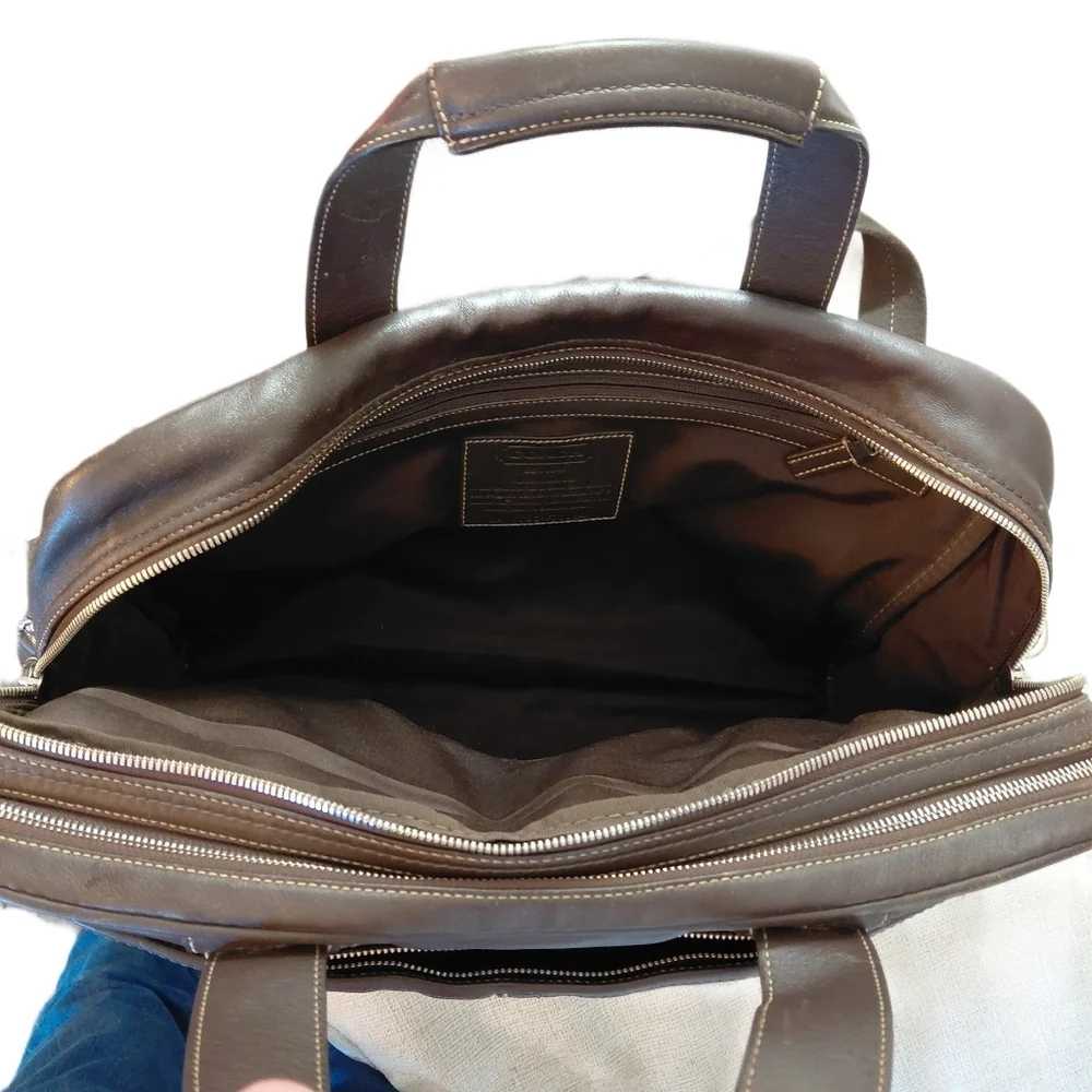 COACH Brown Leather Briefcase Computer Bag Business Travel Tote